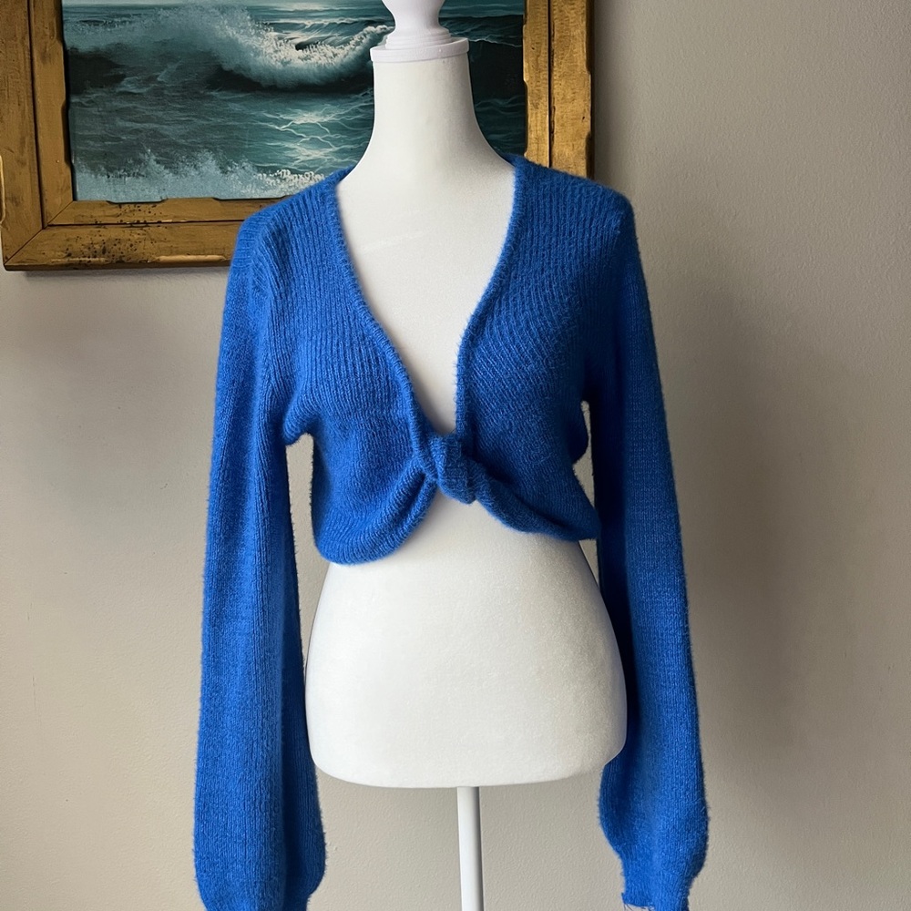 Cotton Candy Blue Shrug with Balloon Sleeves